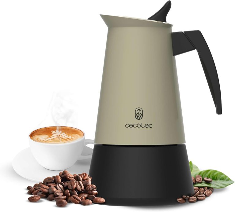 Cecotec Cafetière Italienne Piccolina 400 Green, 200 ml, 4 Tasses de Café, Acier Inoxydable, Compatible Toutes Surfaces