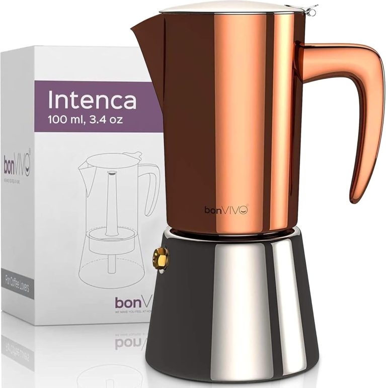 bonVIVO Cafetière Italienne Intenca en Inox Finition Chromée Cuivrée