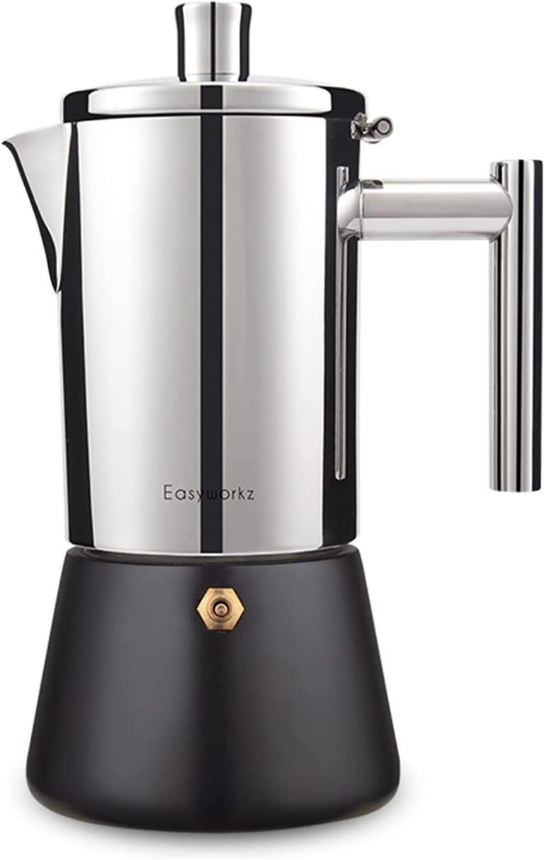 Easyworkz Diego Cafetière Italienne en Acier Inoxydable, 10-12 Tasses, 520 ml, Noir