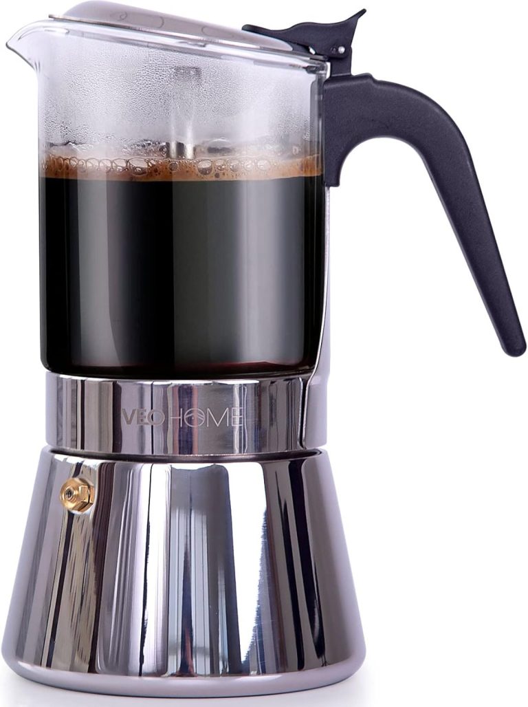 VeoHome Cafetière Italienne en Verre et Inox 360 ML, 7 Tasses
