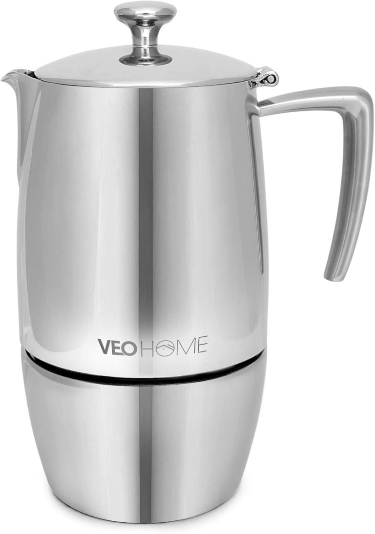 VeoHome Cafetière Italienne inox – Cafetière Moka Induction, Gaz, Céramique Style Expresso (500 mL)